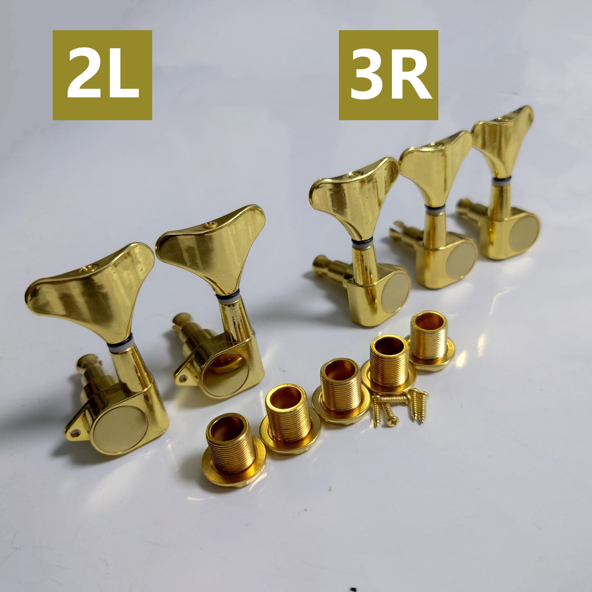Gold Closed Electric Bass Tuning Pegs Left & Right Tuners Set for 2L 3R String Configuration Bass Guitar