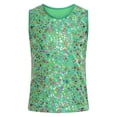 thumbnail image 3 of Haitryli Girls Kids Sleeveless Metallic Leopard Tank Tops Athletic Training Sports Vest Hip Hop Dance Outfits Green 130-140, 3 of 7