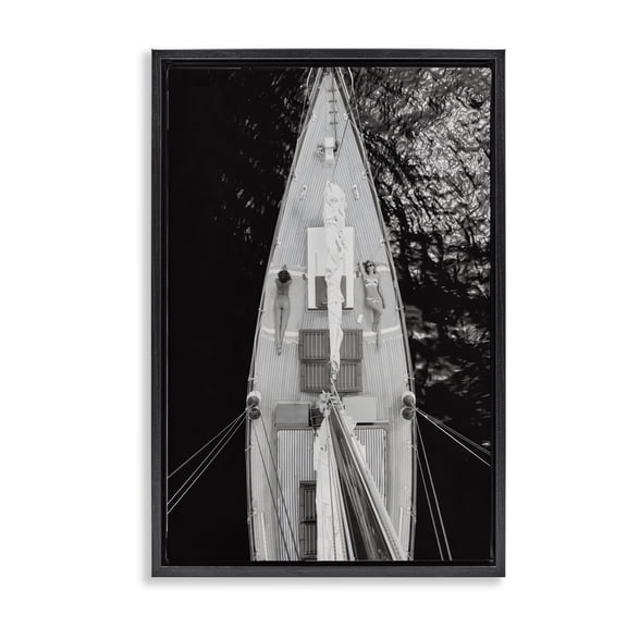 Stupell Industries Traditional Sailboat Aerial View Black Floating Frame Canvas Art, 17 x 25, by LSR Design Studio
