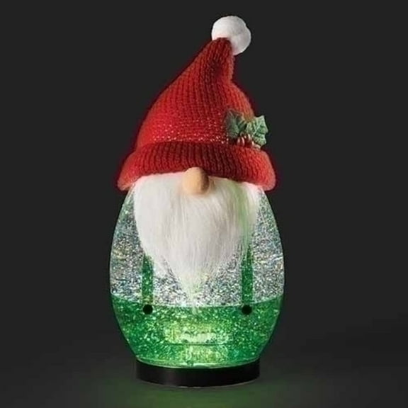 Christmas by Roman Inc., Confetti Lites Collection, 9" H LED Swirl Confetti Light GNOME with Santa, Lantern, Snow Globe, Holiday Home Décor, Santa, Cardinal, Nutcracker, Snowman, Reindeer (4x4x9)