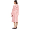 thumbnail image 2 of Terry Wrap Belted Short Hoodie Bathrobe with Contrast Piped Trim (XL, Pink), 2 of 2