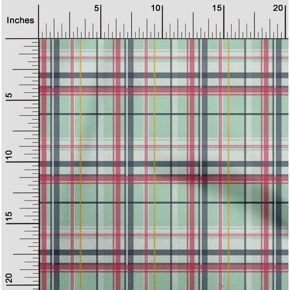 oneOone Cotton Poplin Light Mint Green Fabric Madras Check Fabric For Sewing Printed Craft Fabric By The Yard 56 Inches Wide