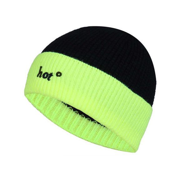 Ljudmp Womens Mens Color Block Ribbed Knit Beanie Stretch Brimless Hat Winter Thick Casual Windproof Daily Knit Skull Cap Green