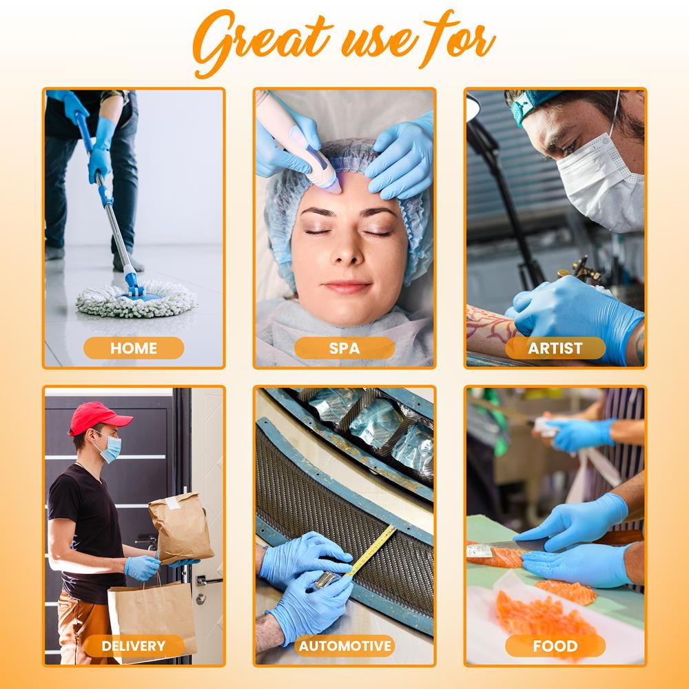 SereneLife 100 Pcs Nitrile Disposable Gloves - Soft Industrial Grade Gloves, Nitrile Gloves 4 Mil Powder-Free, Latex-Free Protective Gloves, Ambidextrous, Soft and Comfortable, Size Medium