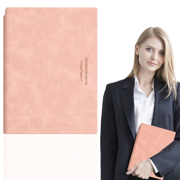PU Leather Blank Notebook - 112 Pages 5.5x8.1 Inch Unlined Journal with Pen Holder - Hardcover Sketchbook for Drawing Writing and Creative Journaling - 1 Book - Pink
