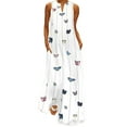 thumbnail image 2 of Womens Sleeveless Pockets V-Neck Long Maxi Dress, 2 of 2