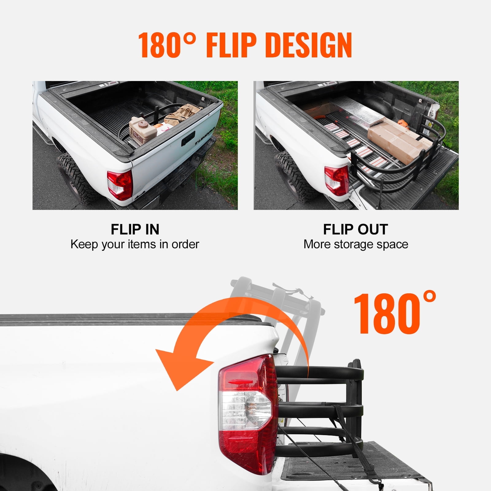 KFFKFF Aluminum Retractable Tailgate Extender, 55.5"-68", Truck Bed Extender, Fits for Ford Super Duty, F150, Dodge Ram 1500/2500/3500, Toyota Tundra, Nissan Titan, Chevrolet Silverado, GMC Sierra