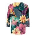 thumbnail image 3 of Women's Tops Dressy Casual Vintage Round Neck Blouse Fashion 2024 Floal Printing Summer Clothes for Teen Girls Spring Elegant Shirts 3/4 Sleeve Tunic Tops for Lady Loose Fit Flowy Red T Shirts M, 3 of 5