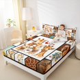 thumbnail image 4 of Feelyou Kawaii Giraffe Family Queen Sheet Sets, Cartoon Love Heart Flat Sheet, Brown Patchwork Queen Fitted Sheet, Ultra Soft Bedroom Decor, 4pcs, 4 of 7