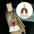 thumbnail image 2 of Weaving Rainbow Keychain Tassel Macrame Key Holder Keyring Bag Charm, Present Grey, 2 of 8
