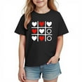 thumbnail image 4 of Kids Valentine's Day T-Shirt Heart Print Tic Tac Toe Short Sleeve Tee Cotton Casual Top for Girls Age 4-10,Size 7 T, 4 of 9