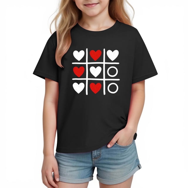 Blusas y camisas de manga corta con cuello redondo para niños y niñas, camisetas gráficas de manga corta, blusas con estampados bonitos para la temporada escolar.