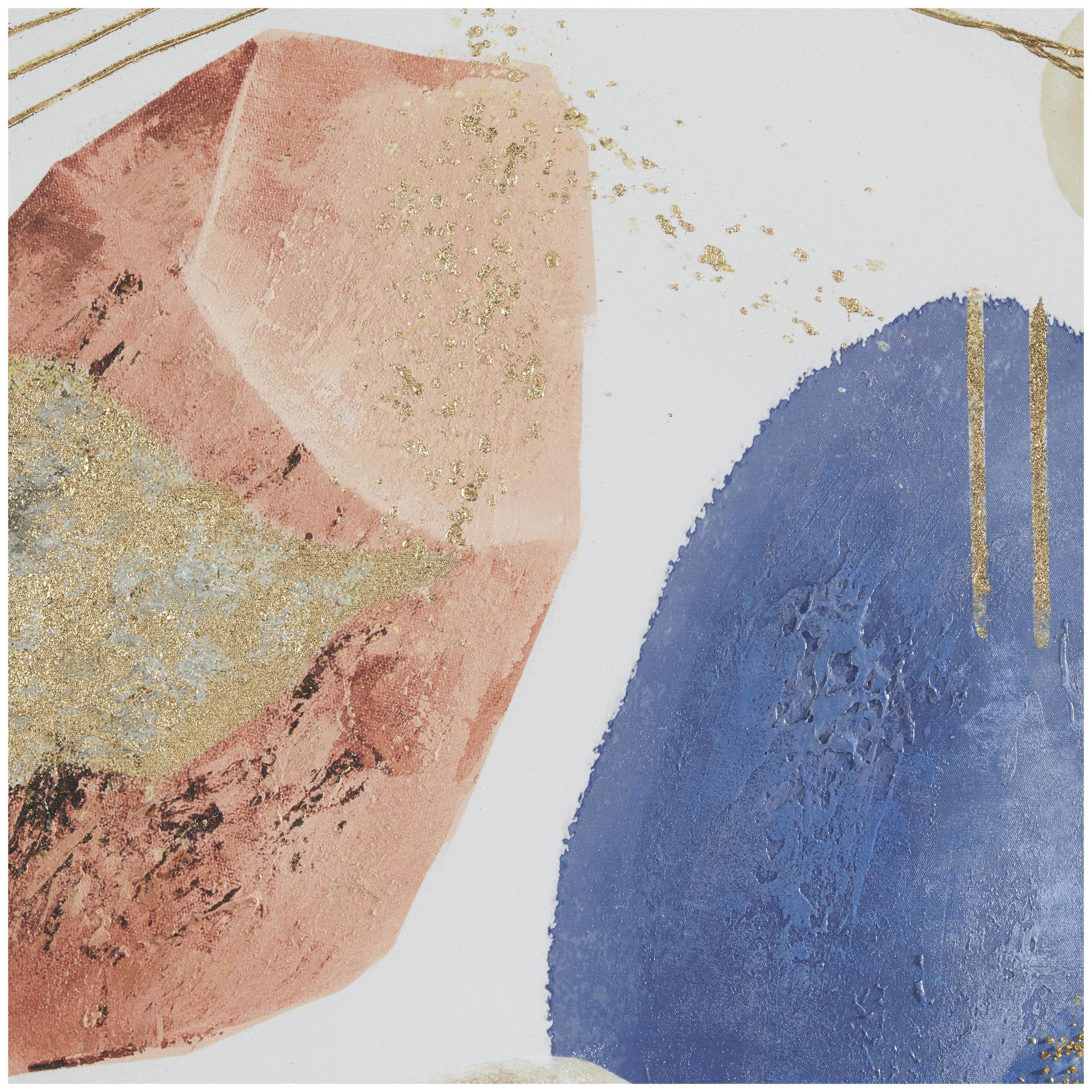 37" x 37" Overlapping Circle Abstract Framed Wall Art with Gold Frame and Gold Foil Detailing, by DecMode