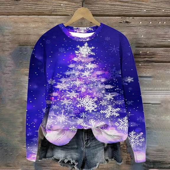 WXLWZYWL Women's Christmas Sweatshirts Funny Goblet Print T-Shirt Slim Fit Crewneck Long Sleeve Xmas Santa Pullover Tops