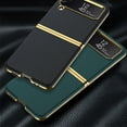 thumbnail image 5 of Compatible with Samsung Galaxy Z Flip 4 Case, Electroplated Bumper PU Leather Luxury Protective Ultra-Thin  Shockproof Glossy Design Back Phone Cover For Samsung Z Flip 4,Darkgreen, 5 of 11