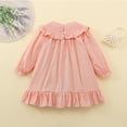 thumbnail image 3 of Esaierr Kids Baby Spring Fall Dresses for Girls,9M-6Y Toddler Infant Long Sleeved S Dress Pullover Crewneck Princess Dress Stylish Embroidery Little Girls A-Line Ruffled Striped Dresses, 3 of 8