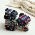 thumbnail image 4 of Yuanlong Womens Socks 5 Pairs Autumn Winter Bohemian Knitted Cotton Middle Tube Socks Daily Outing Retro Casual Crew Socks, 4 of 8