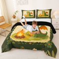 thumbnail image 3 of Homewish Cute Dinosaur Full Size Comforter Sets,Cartoon Animals Theme Bedding Comforter Set,Yellow Green,Black Reversible,3-Piece,1 Comforter and 2 Pillowcases, 3 of 7