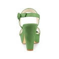 thumbnail image 2 of BLISSFUL STEP Women's Platform Heels Chunky Heel Slingback Open Toe Sandals Olive Green 9, 2 of 7
