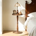 thumbnail image 3 of Yabanana Round Wooden Side Table & Drink Table for Small Space, with Rubberwood Accent Leg, for Living Room, Corner, Bedroom (Walnut,11.8in), 3 of 7