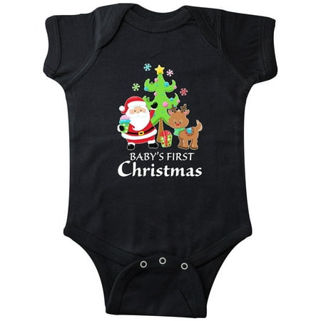 

Inktastic Baby s 1st Christmas with Santa Reindeer and Tree Gift Baby Boy or Baby Girl Bodysuit