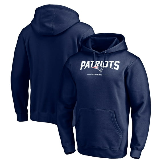 Men's Navy New England Patriots Logo Team Lockup Fitted Pullover Hoodie