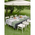 thumbnail image 4 of Outdoor Tablecloth with Umbrella Hole for Patio/Picnic/Party/Camping, Green Stripes Abstract Waterproof Table Cloth Rectangle Table Cover Washable, Geometric Spring Flowers Rustic (60"x 84"), 4 of 8