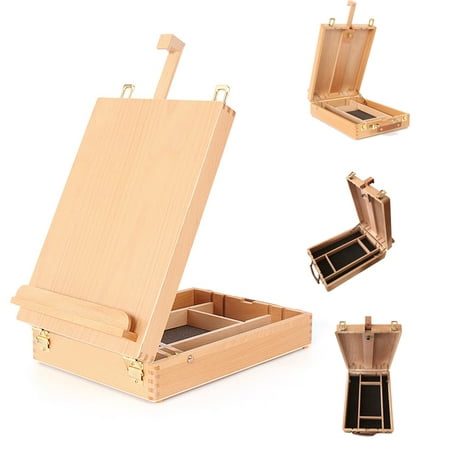 Ubesgoo 14 X 10 Desktop Easel Height Adjustable Beech Wood Sketch Box Fit For A2 A3 A4 Parper Sized For Student Drawing And Sketching