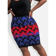 thumbnail image 2 of Rebdolls Women's Plus High Waist Bodycon Geometric Print Knit Midi Skirt - Royal Blue - 2X, 2 of 3