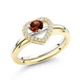 thumbnail image 2 of Gem Stone King 18K Two-Tone Plated Sterling Silver Red Garnet Ring for Women | 0.61 Cttw | Round 4MM | Gemstone Birthstone | Wedding Engagement Anniversary Promise Ring for Women | Size 8, 2 of 5