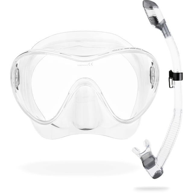 Kit de máscara y snorkel Cressi F1 Supernova transparente plateado