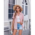 thumbnail image 3 of Top Zeagoo casual para mujer con botones y manga corta, color rosa claro, 3 of 5