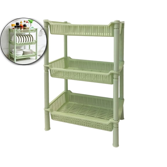 Rectangular 3-Tier Storage Rack, Plastic Storage Shelves, Storage Shelf Organizer for Home, Garage, Basement, Laundry, Utility Room