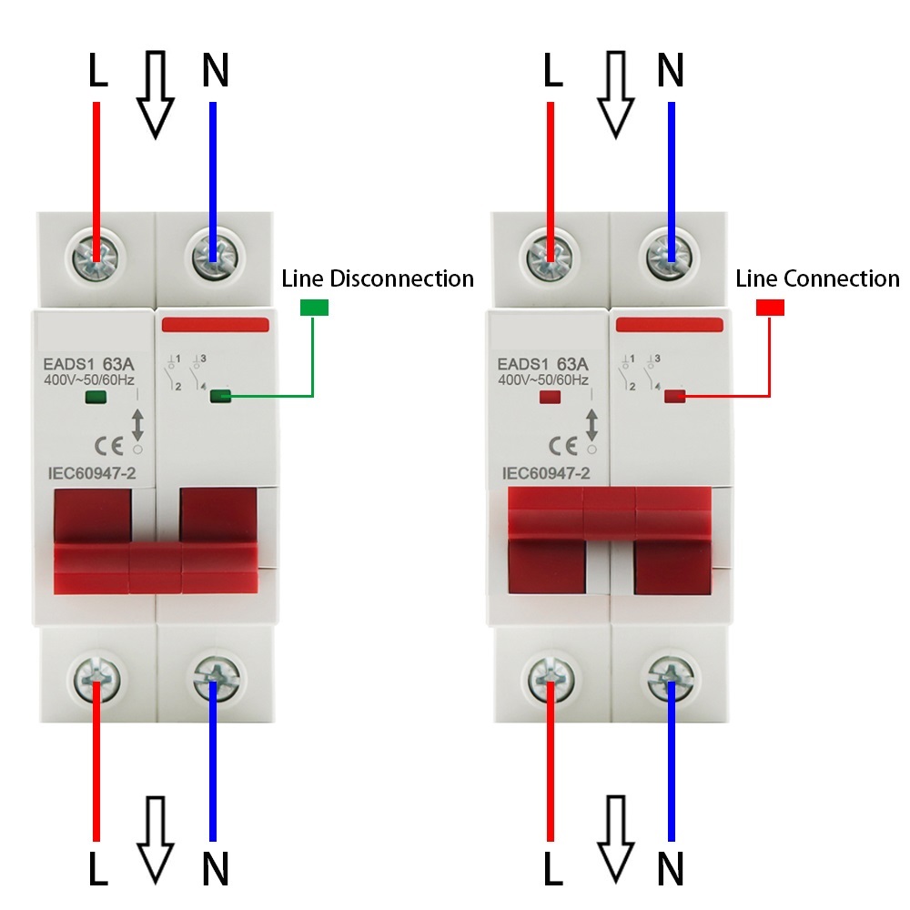 1PCS Din Rail 1P 2P 3P 4P 40A 63A 100A 125A Knife Main Switch Isolating Switch for Home Industrial Use Circuit Breaker AC 230V 400V