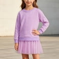 thumbnail image 2 of QSAWXQZ Girls Tulle Dress Long Sleeve Crew Neck Solid Sweatshirt Mini Dress 9-10 Years, 2 of 7