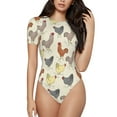 thumbnail image 2 of Goofa Funny Chicken Printed Women Rash Guard Short Sleeve,Tummy control Swimsuit Surfing Swimsuit Bathing Suit One Piece Swimsuit UPF 50-Medium, 2 of 9