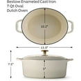 thumbnail image 2 of YANGLI 7-Quart Enameled Cast Iron Oval Dutch Oven with Lid, Bestow Series Latte Color with Gold Knob, 2 of 7