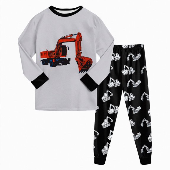 NOLDARES Baby Boy Clothes Fall Clothes 2PC Print Long Sleeve Pullover Tops Pant Sets Toddler Winter Outfits Size:5-6 Y,Light Gray