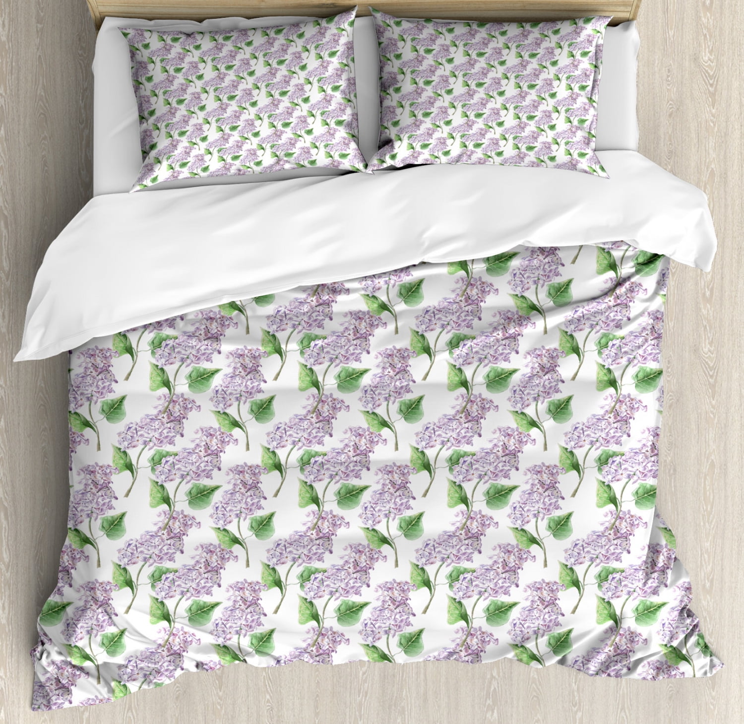 Lilac King Size Duvet Cover Set Watercolor Hand Drawn Style