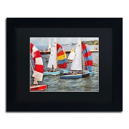 Trademark Fine Art "After the Regatta" Canvas Art by Michelle Calkins, Black Matte, Black Frame