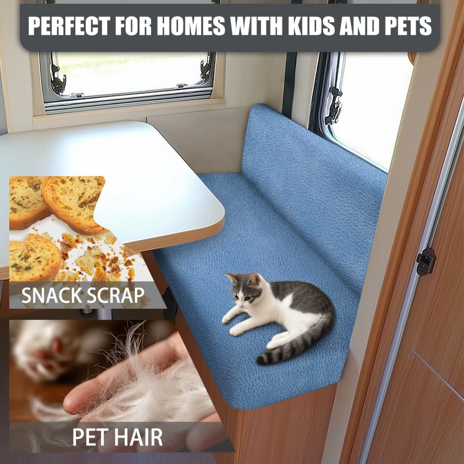 XYZCANDO Blue RV Dinette Cushions Camper Accessories Universal Slip Covers for Loveseat Stretchable Couch Cushion Covers Comfortable Furniture Covers for Sofa and Loveseat
