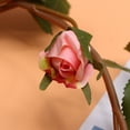thumbnail image 4 of 1 hermosa planta de rosas artificiales de seda, hojas de rosas falsas para decoración del hogar (rosa), 4 of 7