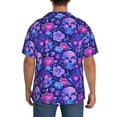 thumbnail image 7 of Balery blue Skull purple flower1 Men's Casual Button Down Shirt Short Sleeve Textured Summer Cuban Beach Shirts-4X-Large, 7 of 7
