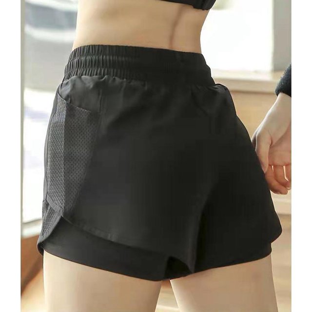 Pantalones cortos de yoga casuales pantalones cortos de yoga de color puro Bolsillo de malla de secado rápido para correr para dama ANGGREK Otros