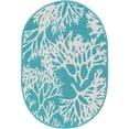 thumbnail image 2 of Unique Loom Outdoor Coastal Collection Area Rug - Coral (2'  x 3' 1" Oval Teal/Ivory), 2 of 8