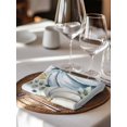 thumbnail image 6 of Fall Blue Pumpkins Cloth Napkins Set of 8 Reusable Dinner Napkins, Coastal Ocean Flower Eucalyptus Leaves Cocktail Napkin Washable Table Napkins for Wedding/Holiday Party/Baby Shower 20"x20", 6 of 7