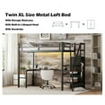 thumbnail image 6 of Bellemave Twin XL Size Metal Loft Bed with L-shaped Desk and Storage Staircase, Loft Bed Frame with Wardrobe and Shelf, Loft Bed with LED Lights and USB Port for Teens (Black, Twin XL), 6 of 11