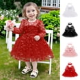 thumbnail image 2 of CCRFTGI Dresses for Girls Size 10-12 A-Line Long Sleeve Dress Birthday Formal Lace bow Girls Dresses 2026 Summer Stylish New Year Fancy Dresses Red 3Month, 2 of 4