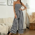 thumbnail image 2 of Fesfesfes Jumpsuit for Women Casual Strapless Stripe Printing Loose Rompers Jumpsuit, 2 of 8