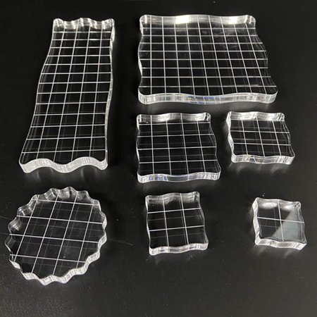 Acrylic Stamp Block Clear Stamping Tool Set with Grid Line Craft